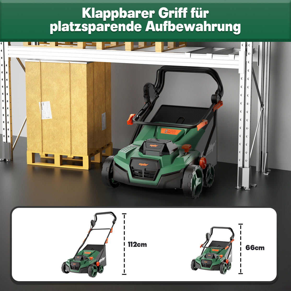 Mellif 36V Akku-Vertikutierer-Lüfter 18v*2, Grün (Ohne Akku)