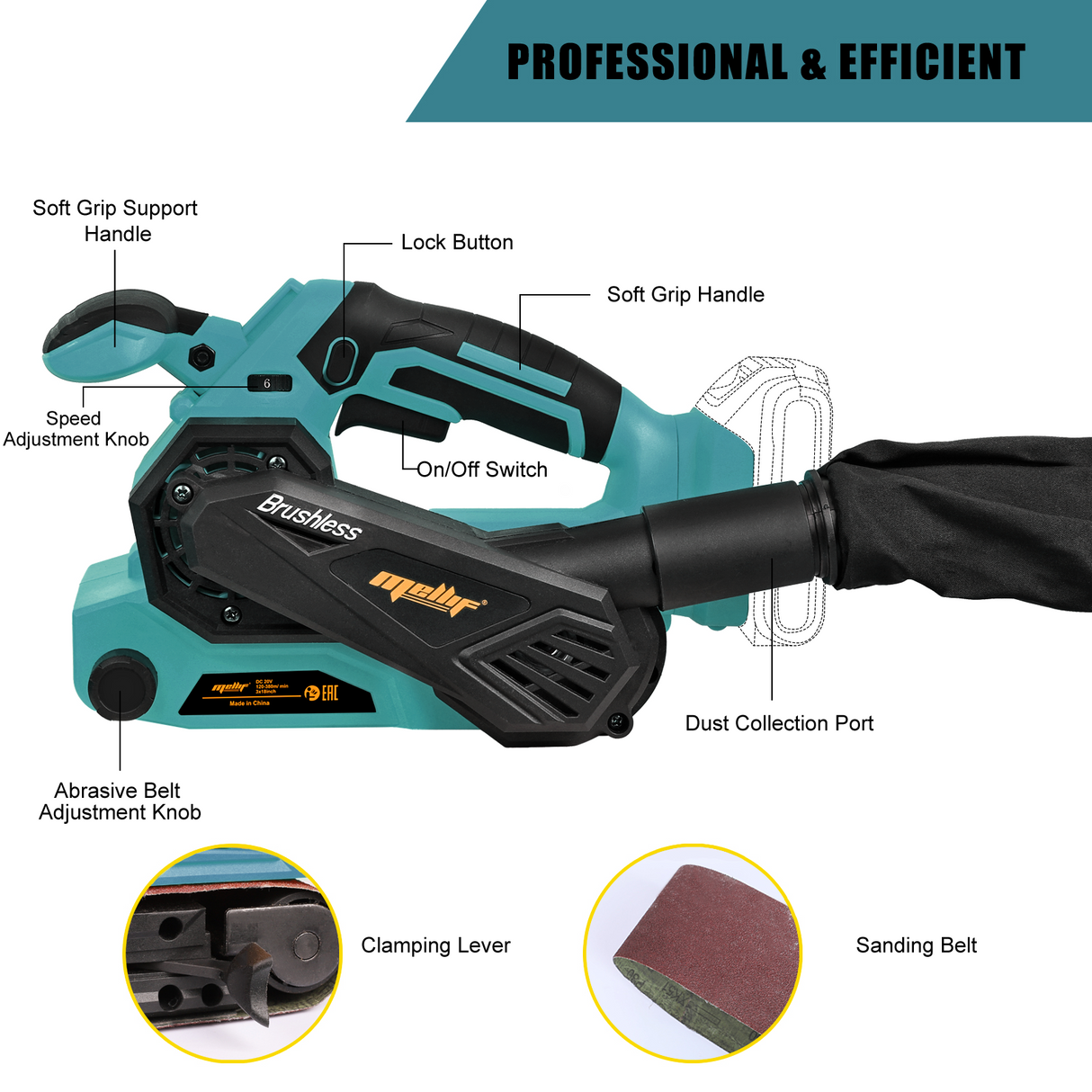 Mellif Cordless Belt Sander for Makita Battery 18V