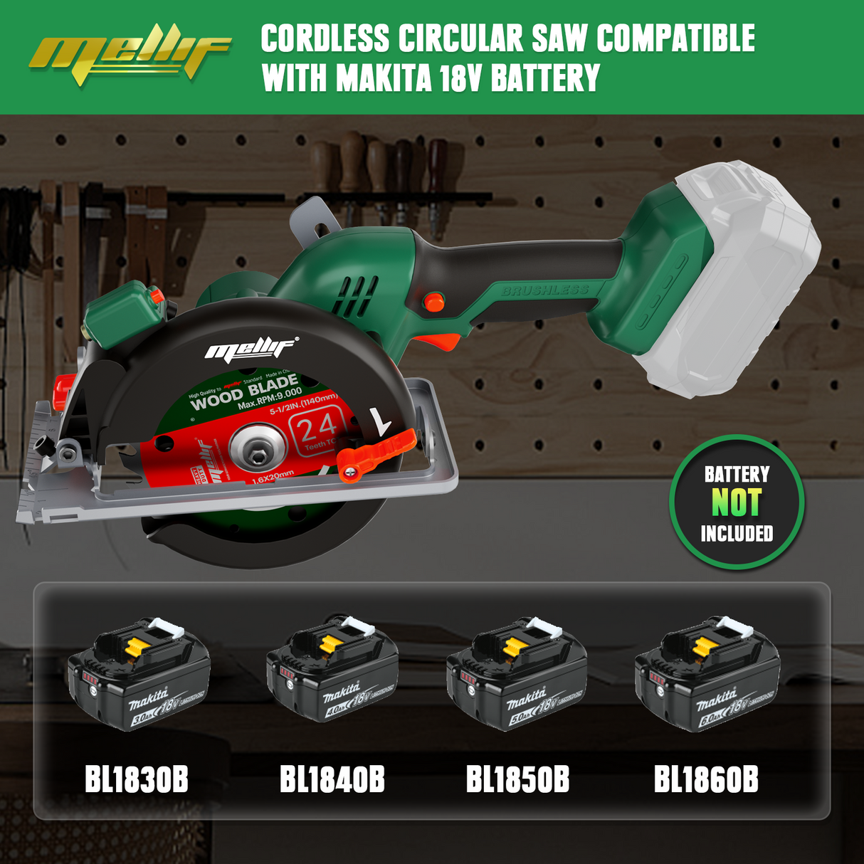 Mellif Akku Handkreissäge für Makita Akku 18V