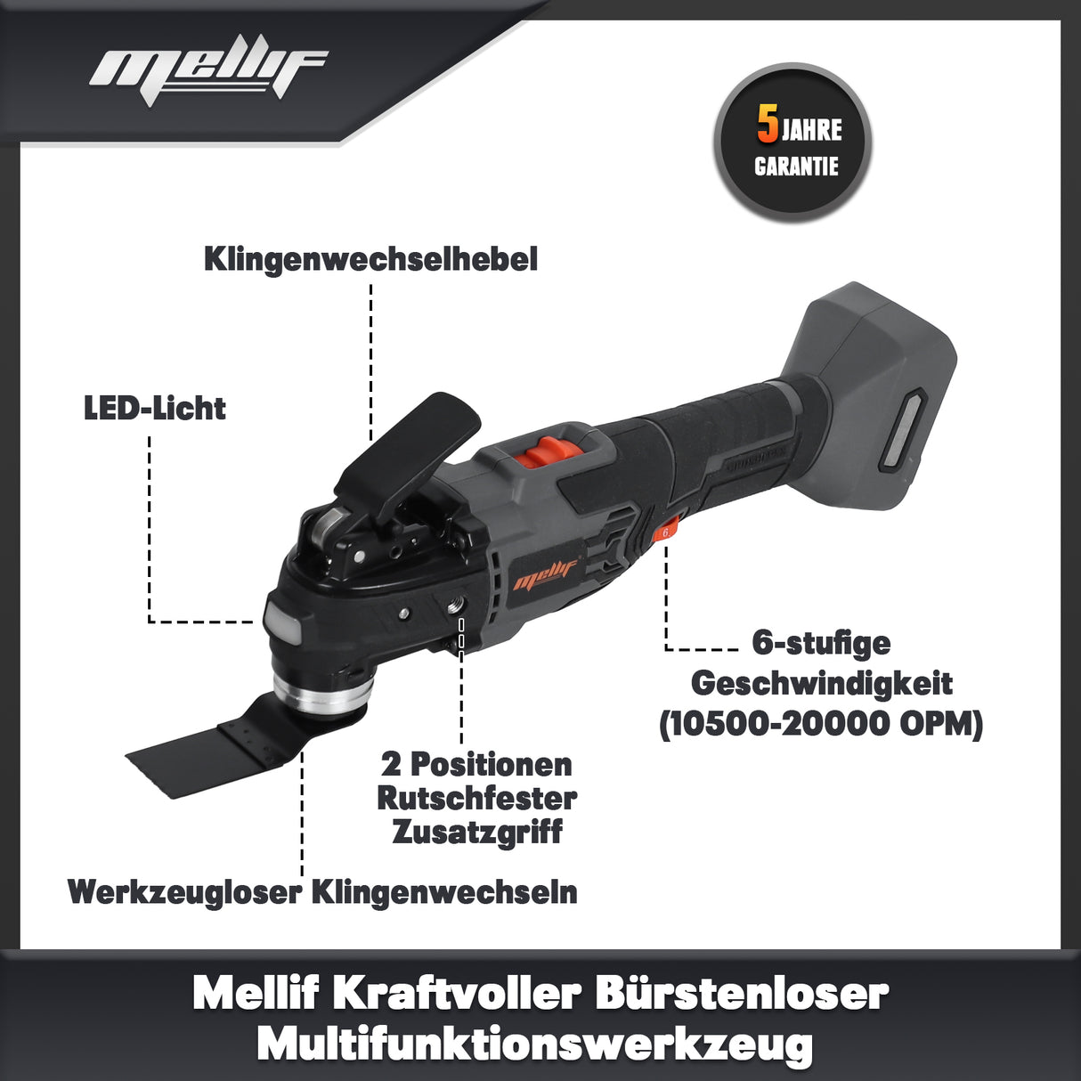 Mellif 18 Volt oszillierendes Akku-Multi-Tool, kompatibel mit DEWALT AKKU