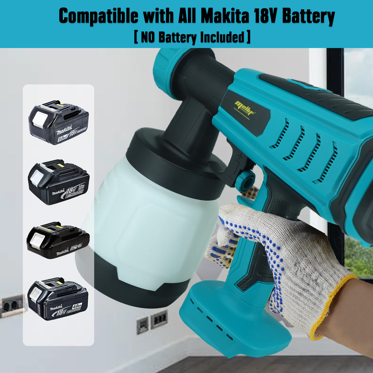 Mellif Akku Farbsprühsystem für Makita Akku 18V, Blau