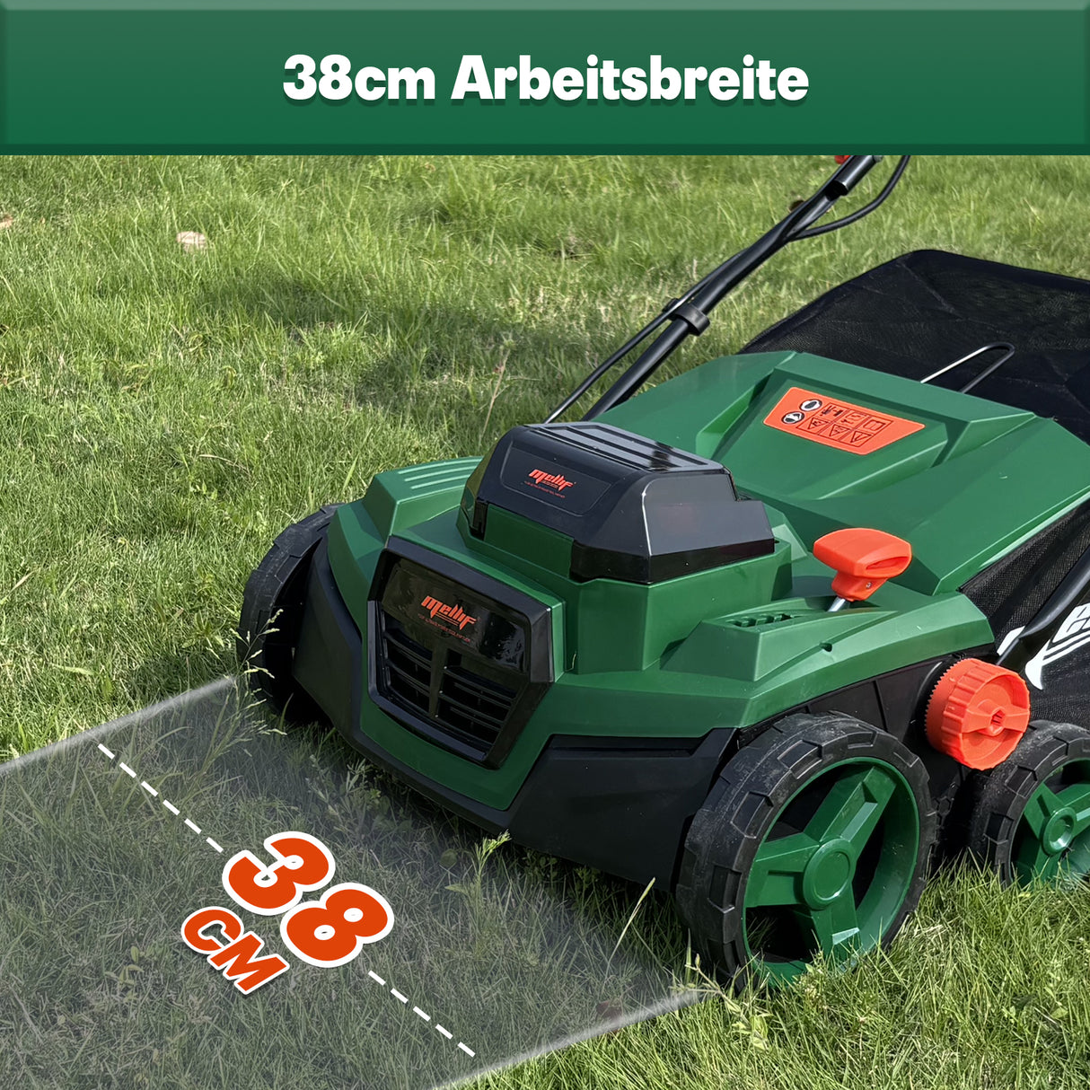 Mellif 36V Akku-Vertikutierer-Lüfter 18v*2, Grün (Ohne Akku)