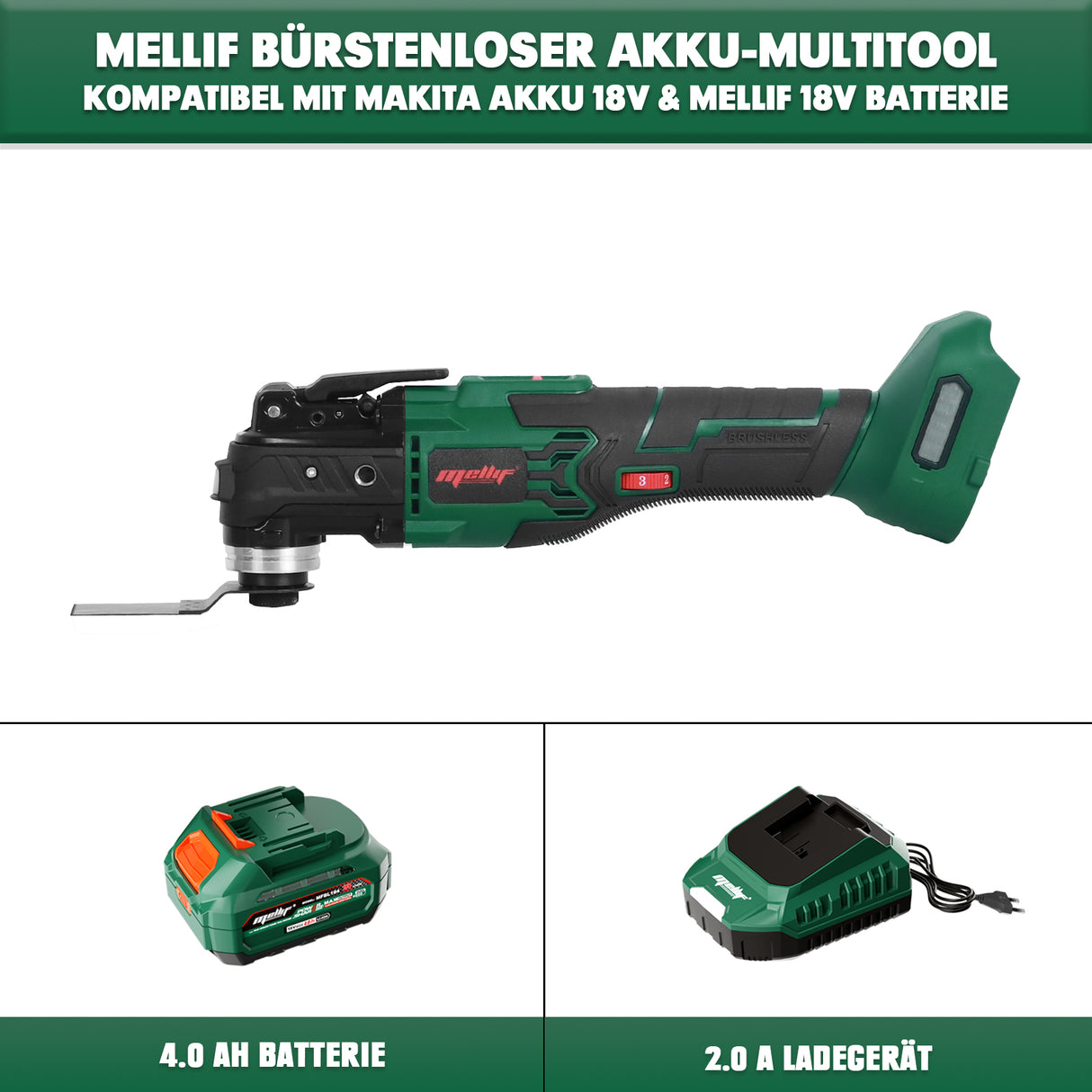 Mellif Akku Multitool, Multifunktionswerkzeug Kompatibel Mit Makita 18V