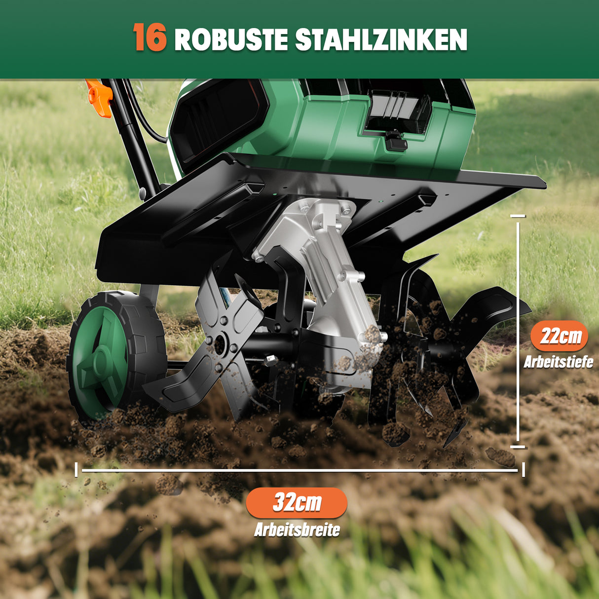 Mellif Akku Gartfenfräse für Makita (Groß, NEU, Ohne Akku)