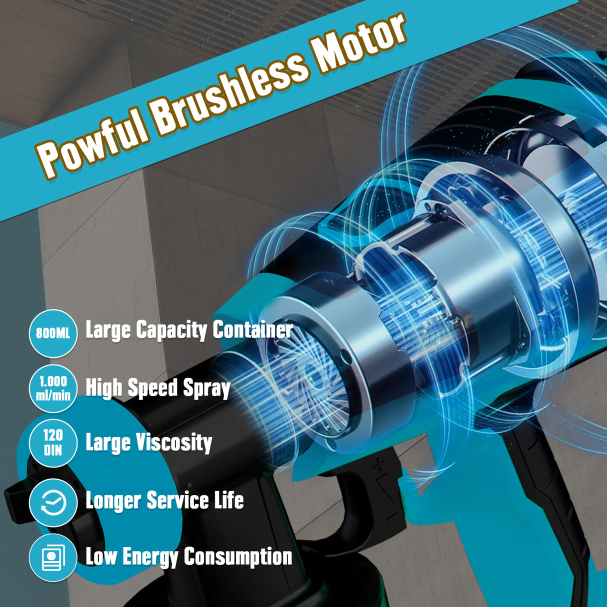 Mellif Akku Farbsprühsystem für Makita Akku 18V, Blau