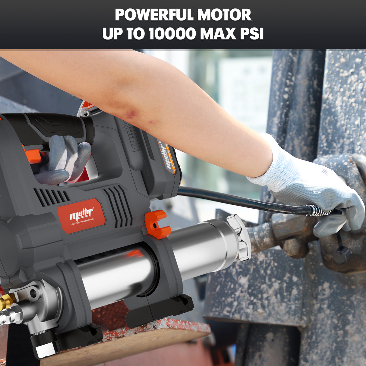 Mellif Akku-Fettpresse 18V mit Akku & Ladegerät, Kompatibel mit Dewalt 18-V-Akku