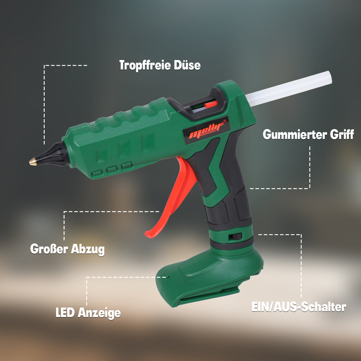 Mellif Akku Heißklebepistole für BOSCH Power for All-Geräten GBA Akku