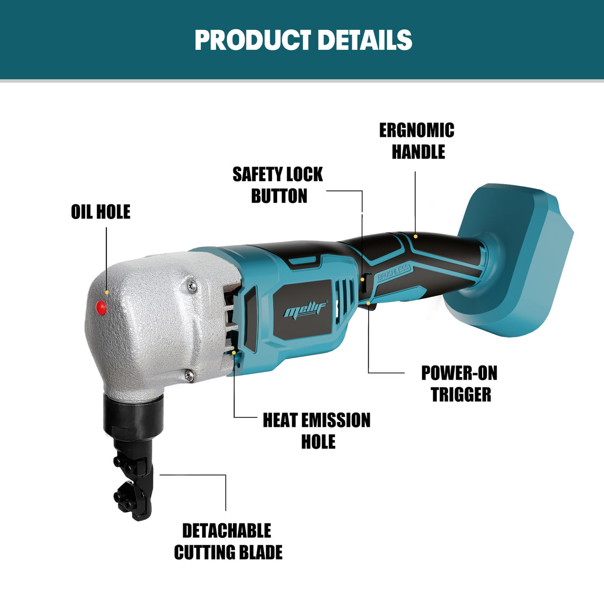 Mellif Akku Blechknabber360° Drehbare für Makita Akku 18v