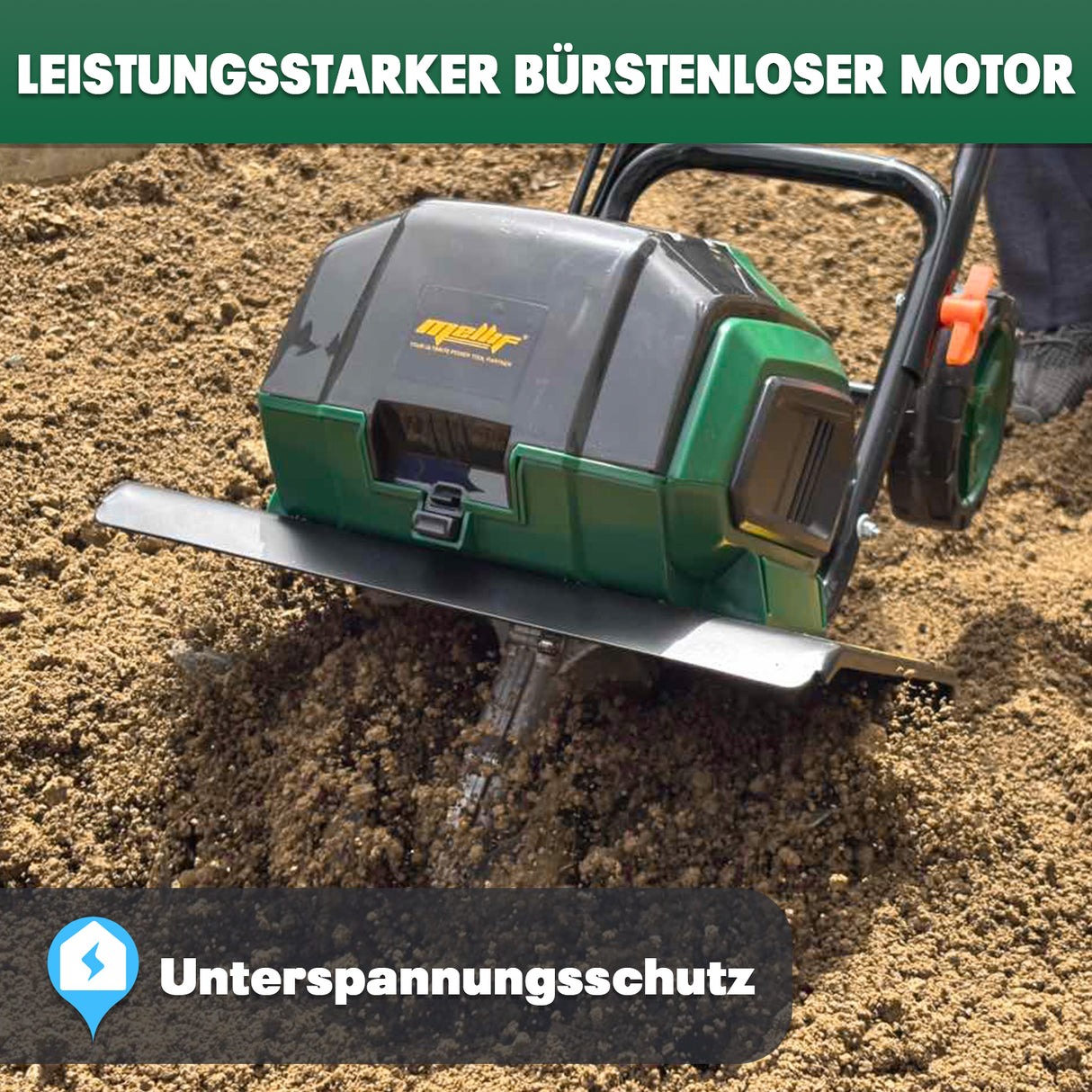 Mellif Akku Gartfenfräse für Makita (Groß, NEU, Ohne Akku)