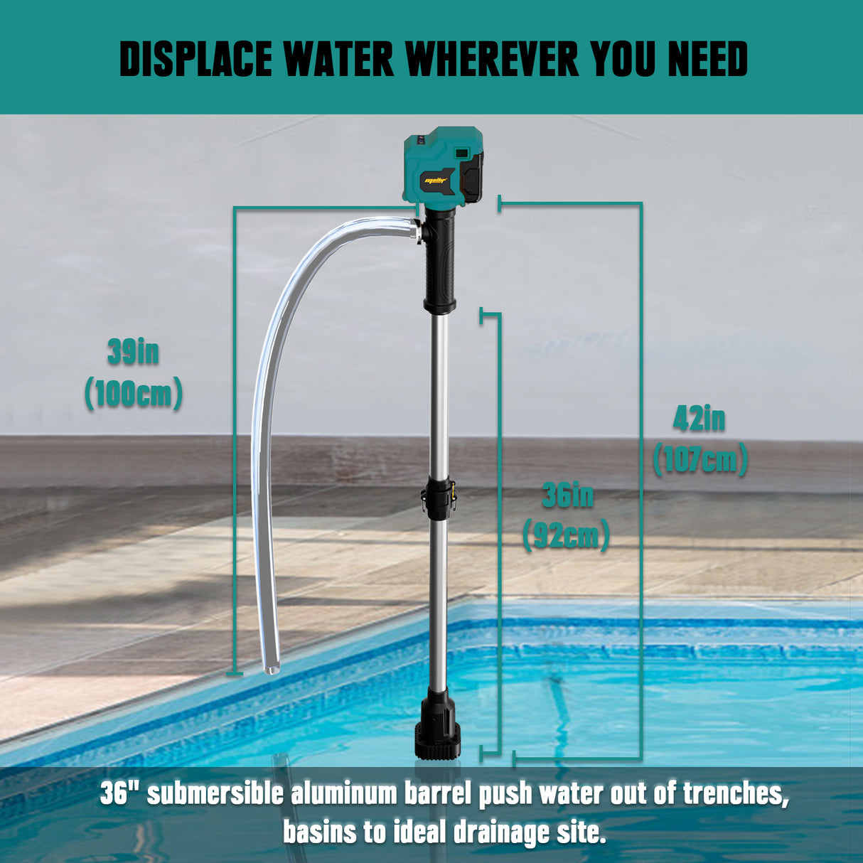 Mellif Akku Regenfasspumpe für Makita Akku 18V, Blau