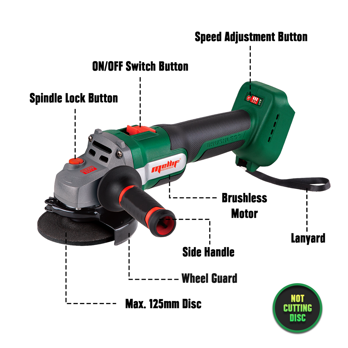 Mellif Akku Winkelschleifer für Makita Akku 18V