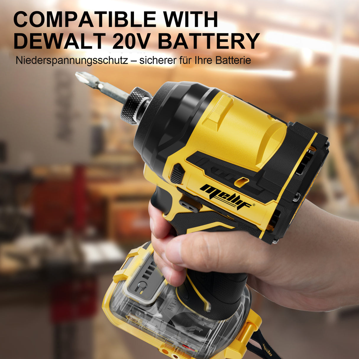 MELLIF 18V Akku-Schlagschrauber mit bürstenlosem Motor, kompatibel mit DeWalt 18V Akkus A1020