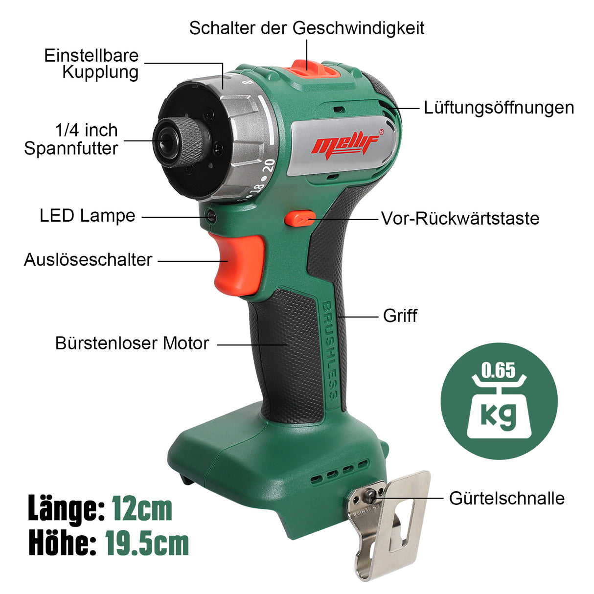 Mellif Akkuschrauber für Makita Akku 18V