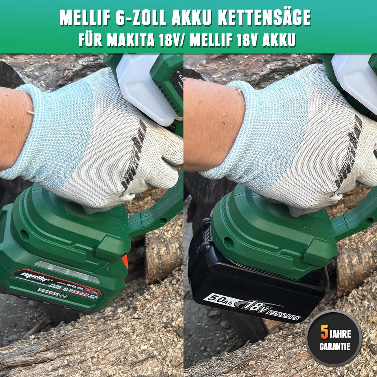 Mellif Akku Kettensäge für Makita Akku 18V