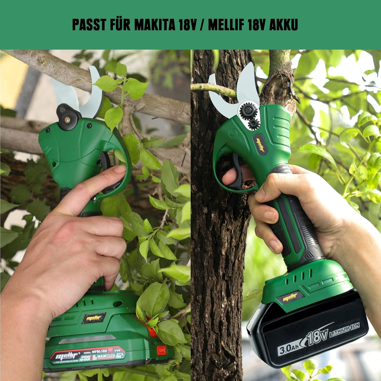 Mellif Akku-Gartenschere inkl. Akku & Ladegerät