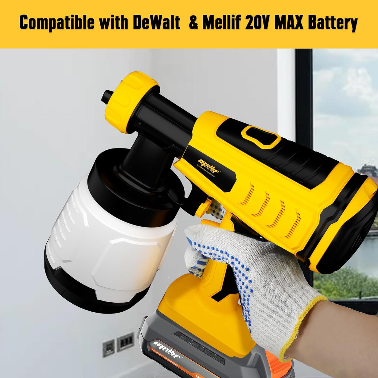 Mellif Akku Farbsprühsystem, Kompatibilität mit DEWALT 18V DCB182 DCB183 DCB185