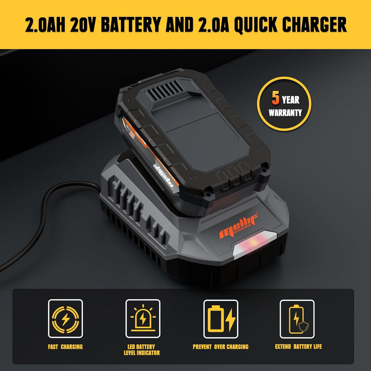 Mellif Akku Farbsprühsystem, Kompatibilität mit DEWALT 18V DCB182 DCB183 DCB185