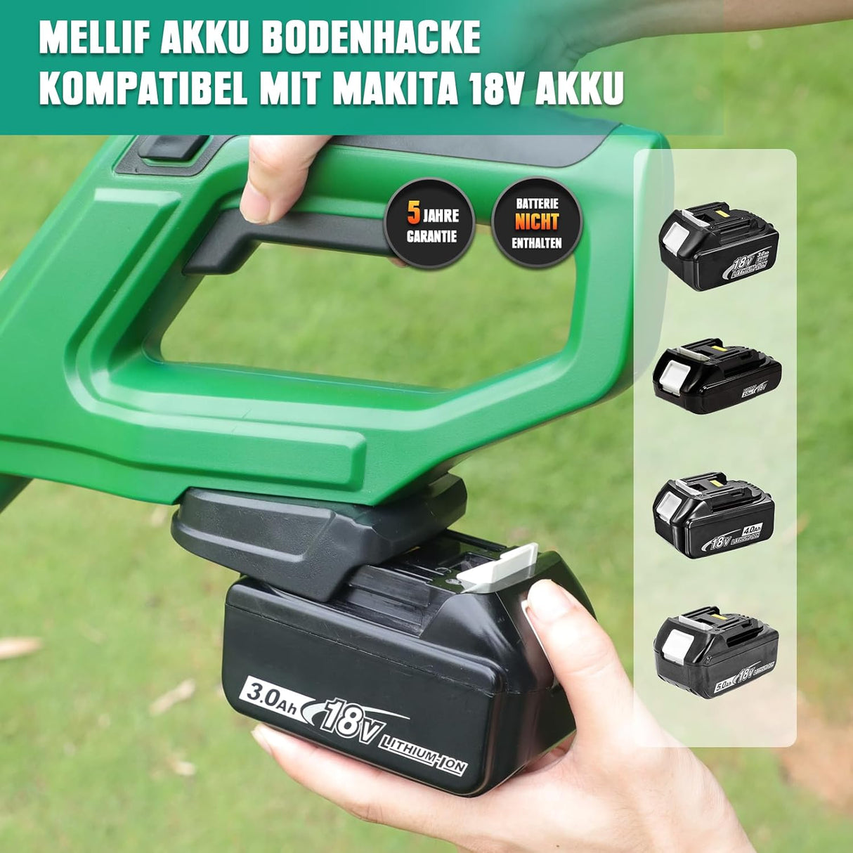 Mellif Akku Gartenfräse für Makita Akku Bodenhacke