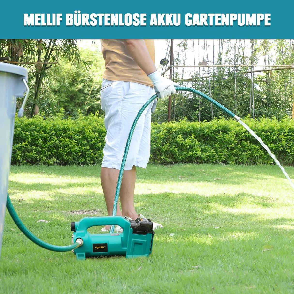 Mellif Akku Wasserpumpe mit Akku 4000 mAh,Bürstenlos Motor
