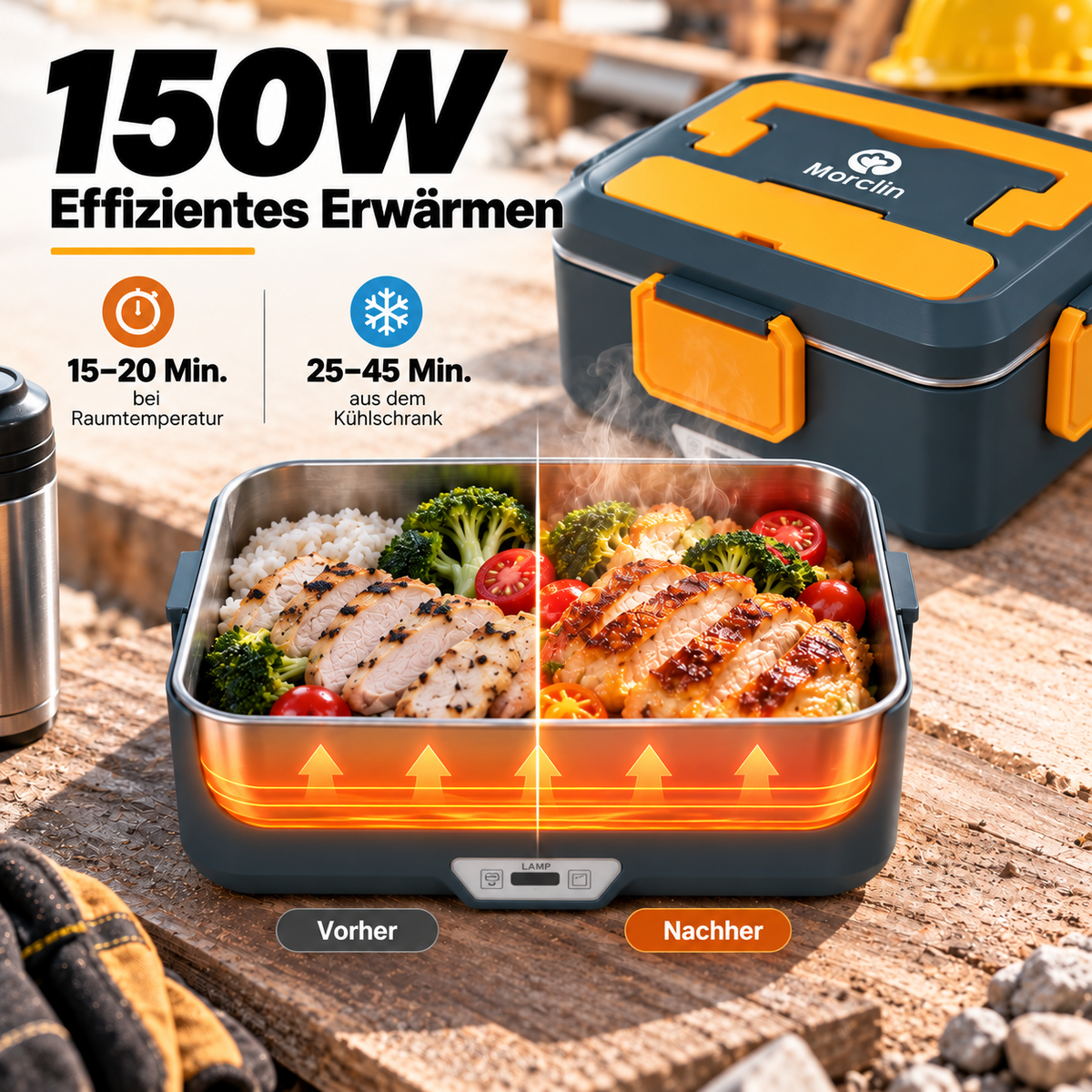 Mellif Tragbare 2,5-l-Lunchbox, 180 W, PTC-Technologie für gleichmäßige Erwärmung
