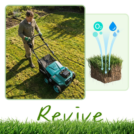 Mellif 36V Cordless Scarifier-Aerator 18v*2, Green (Without Battery) 