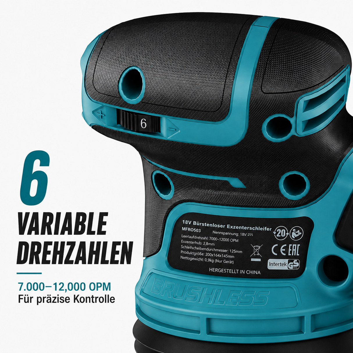 Mellif Upgrade 5-Zoll-Exzenterschleifer,Nur das Gerät, ohne Akku