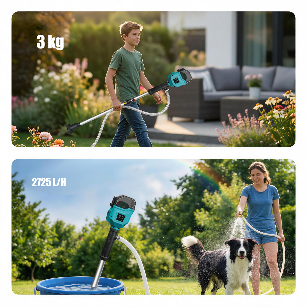 Mellif Akku Regenfasspumpe für Makita Akku 18V, Blau