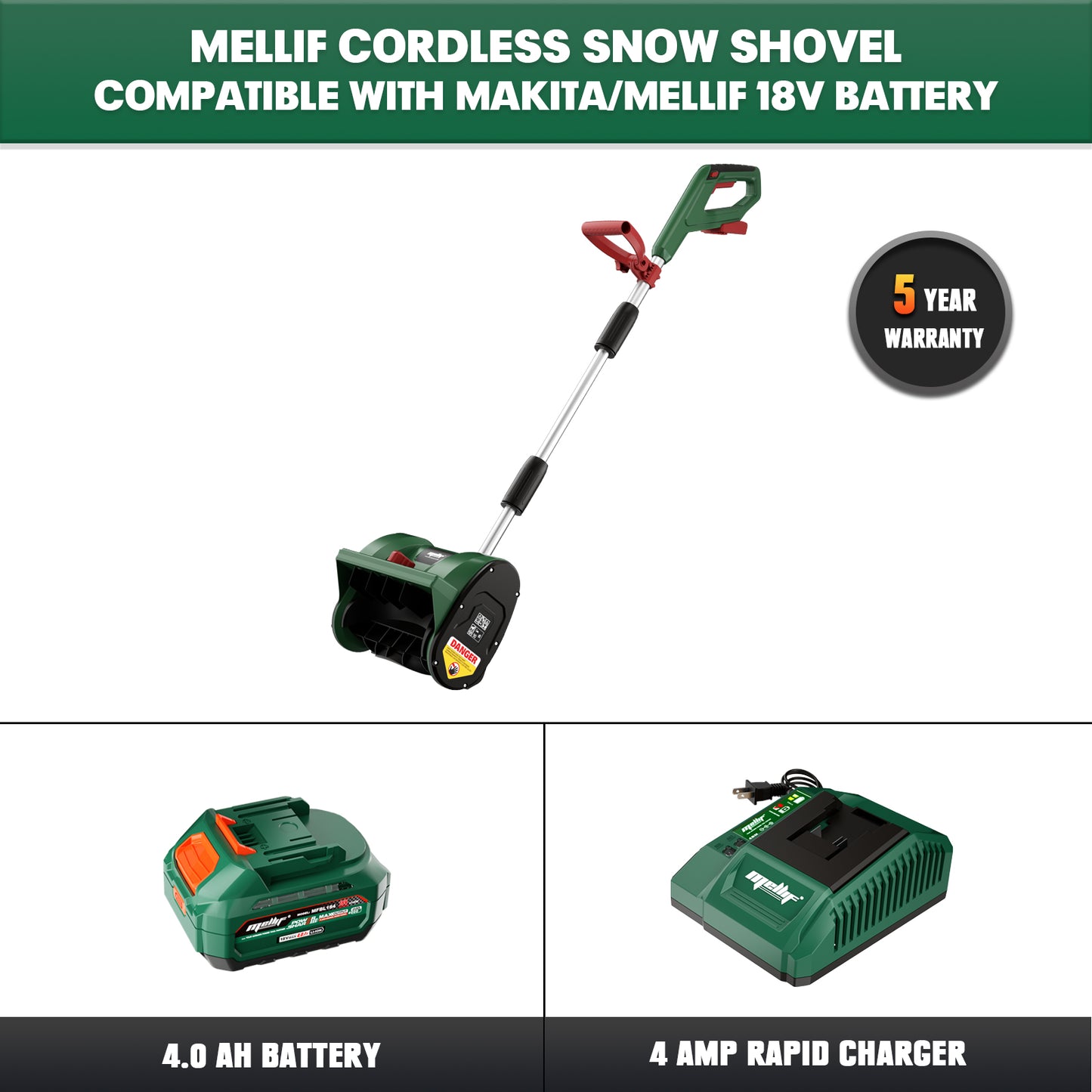 Mellif/Makita 18V kabellos Akku-Schneefräse