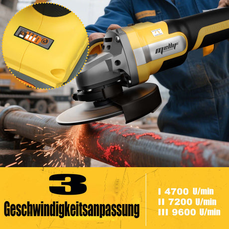 Mellif Upgrade Akku-Winkelschleifer-Set - 0-9600 U/min-D20-AG9600