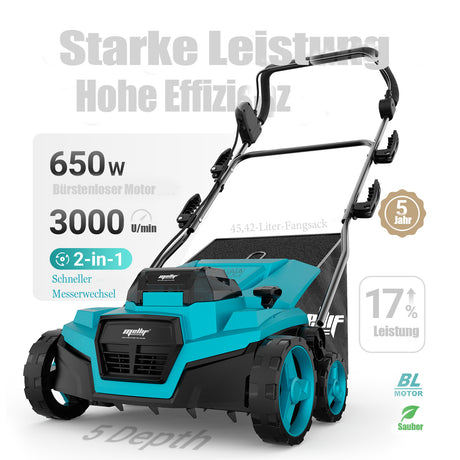 Mellif 36V Cordless Scarifier-Aerator 18v*2, Green (Without Battery) 