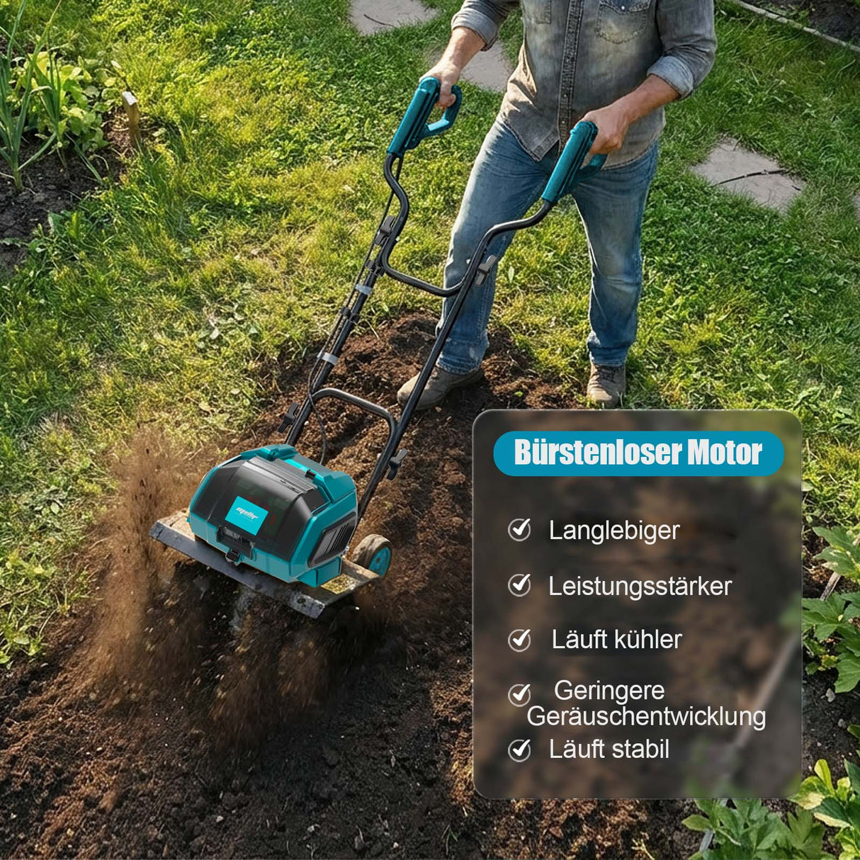 Vorbestellen-Mellif Akku Gartfenfräse für Makita (Groß, NEU, Ohne Akku)