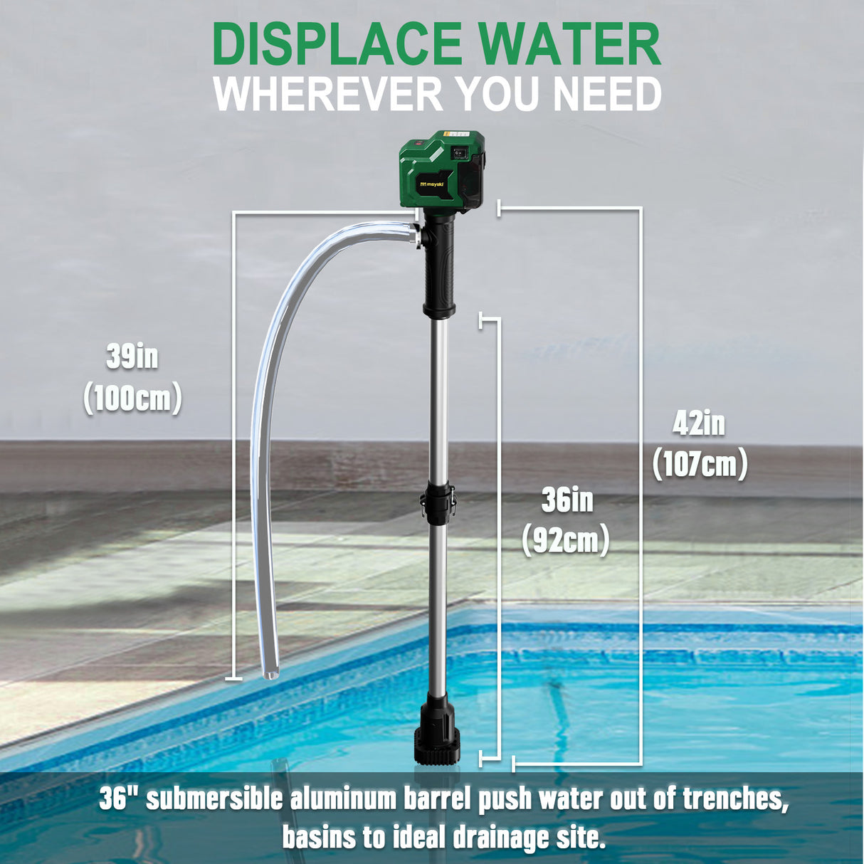 Mellif Akku Regenfasspumpe für Makita Akku 18V, grün