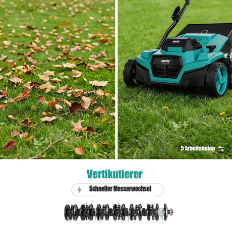 Mellif 36V Cordless Scarifier-Aerator 18v*2, Green (Without Battery) 