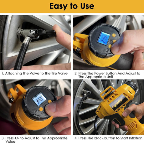 Mellif Akku-Reifenkompressor, eine tragbare Handluftpumpe für Autos, Motorräder, Fahrräder und Sportbälle.