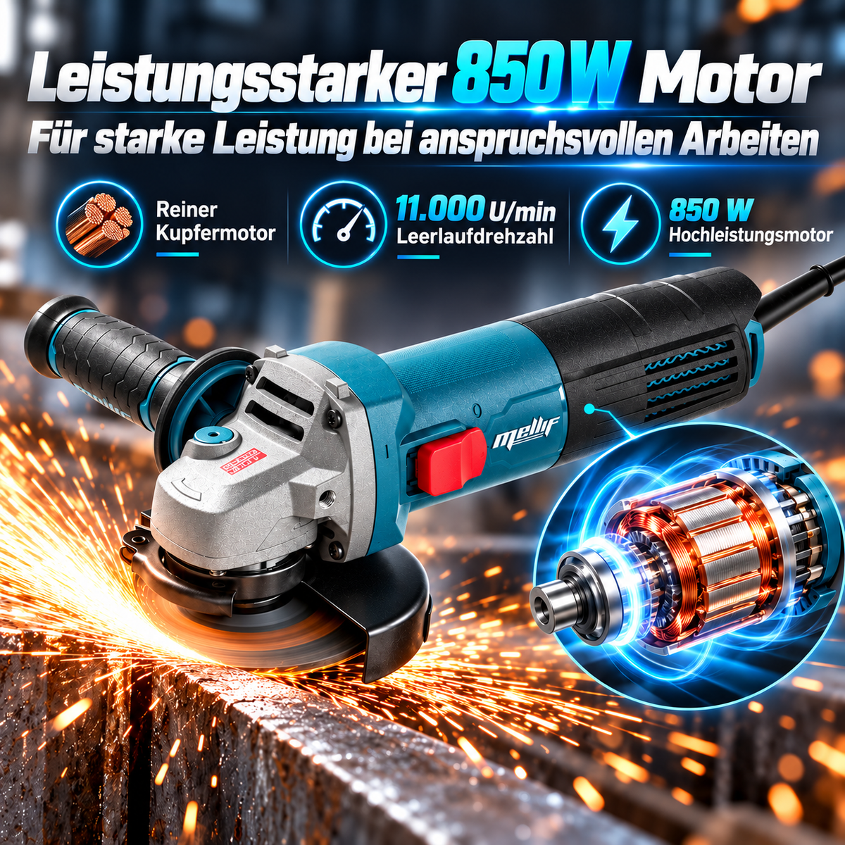 Mellif 850-W-Winkelschleifer (netzbetrieben) – AG8502